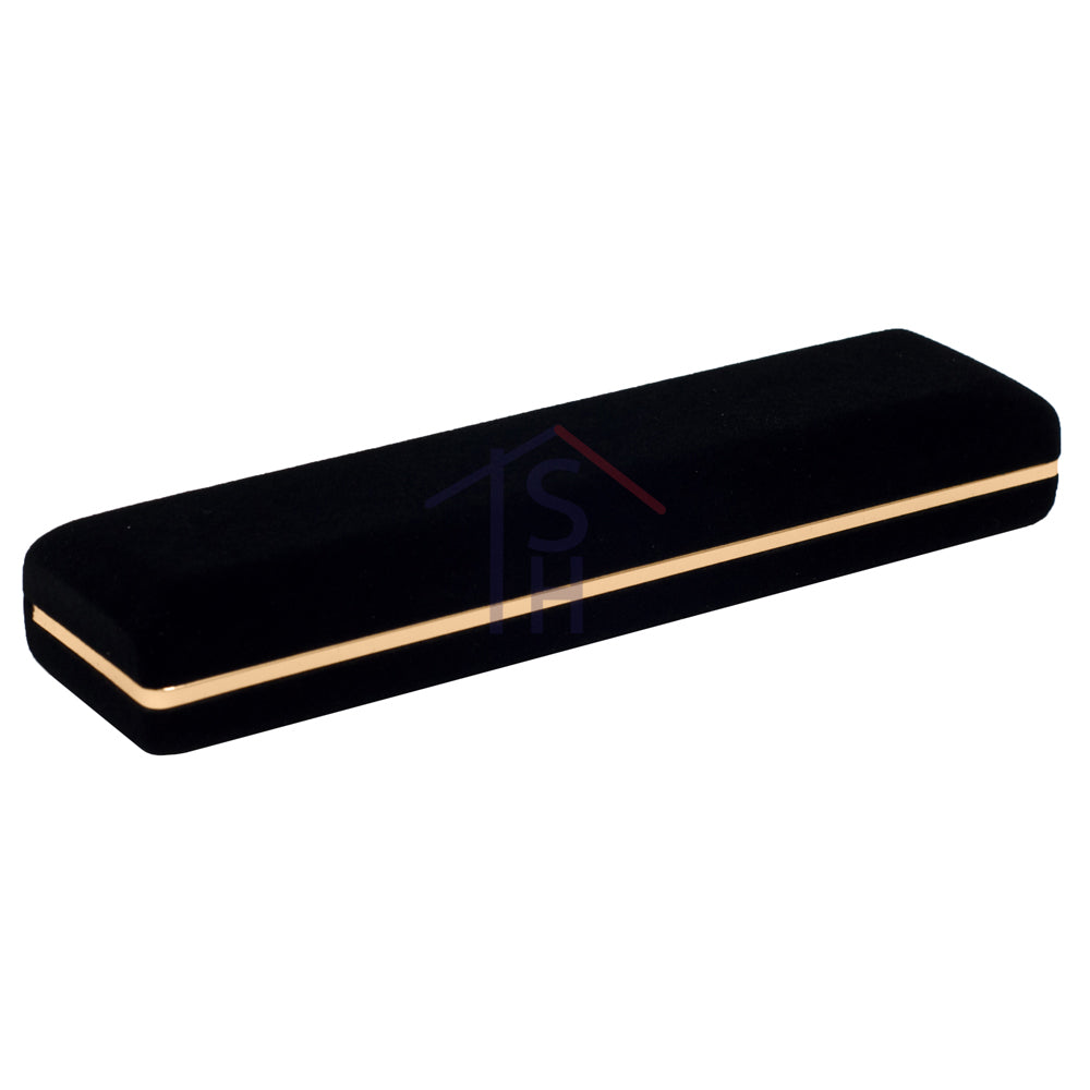 Black Velvet Bracelet Box with Gold Trim – SB5