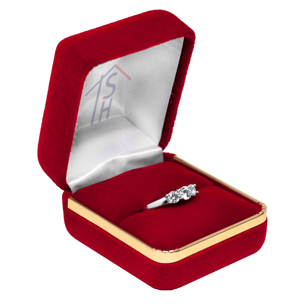 Velvet Ring Box with Gold Trim - SR3