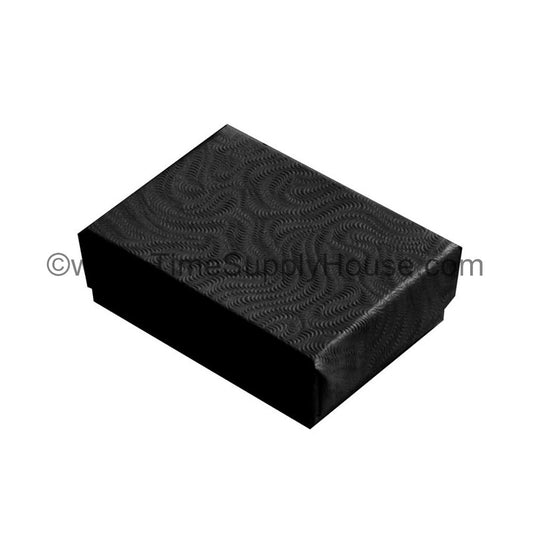 BLACK SWIRL TEXTURE Paper Cotton Filled Boxes, 2 1/8" x 1 5/8" x 3/4"H