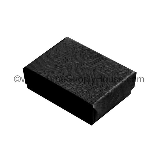 BLACK SWIRL TEXTURE Cotton Filled Jewelry Paper Box 1 7/8" x 1 1/4" x 5/8"H
