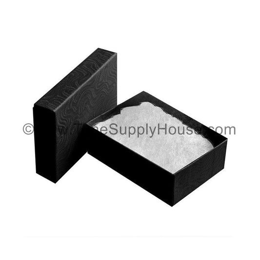 BLACK SWIRL TEXTURE Paper Cotton Filled Boxes, 3 1/4"W x 2 1/4"D x 1"H