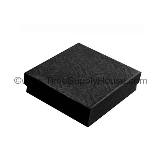 BLACK SWIRL TEXTURE Paper Cotton Filled Boxes, 3 1/4"W x 2 1/4"D x 1"H
