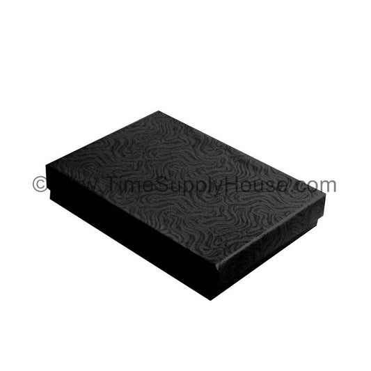 BLACK SWIRL TEXTURE Paper Cotton Filled Boxes, 5 3/8"W x 3 7/8"D x 1"H