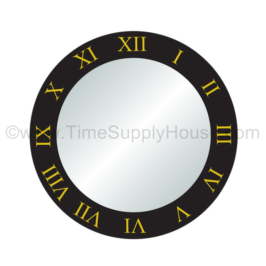 Black Border 18.0mm - 33.0mm Round Crystal with Roman Numerals