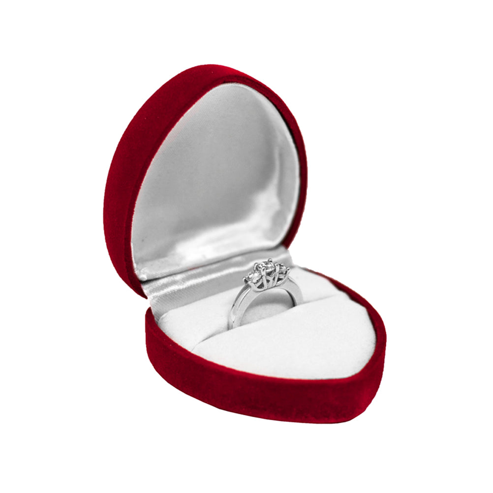 Soft Flocked Velour Heart Shaped Ring Box - FH5R