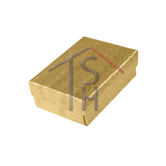 GOLD TEXTURE Paper Cotton Filled Boxes, 3 1/4"W x 2 1/4"D x 1"H