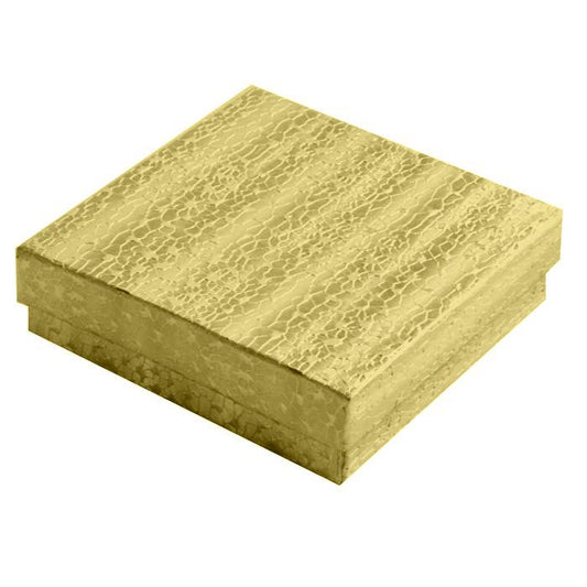 GOLD TEXTURE Paper Cotton Filled Boxes, 3 1/4"W x 2 1/4"D x 1"H