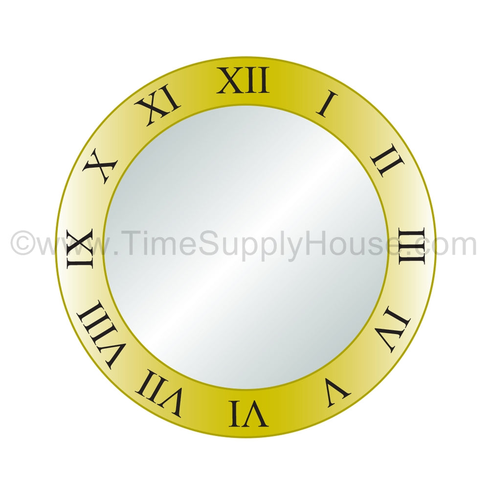 Gold Border Round Crystal with Roman Numerals