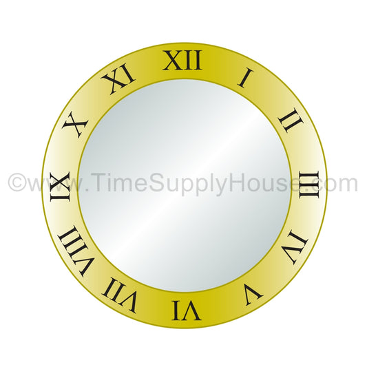 Gold Border Round Crystal with Roman Numerals