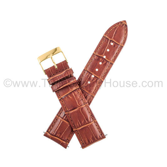 LB8 Brown Quality Alligator w/Gold Buckle 18mm-22mm