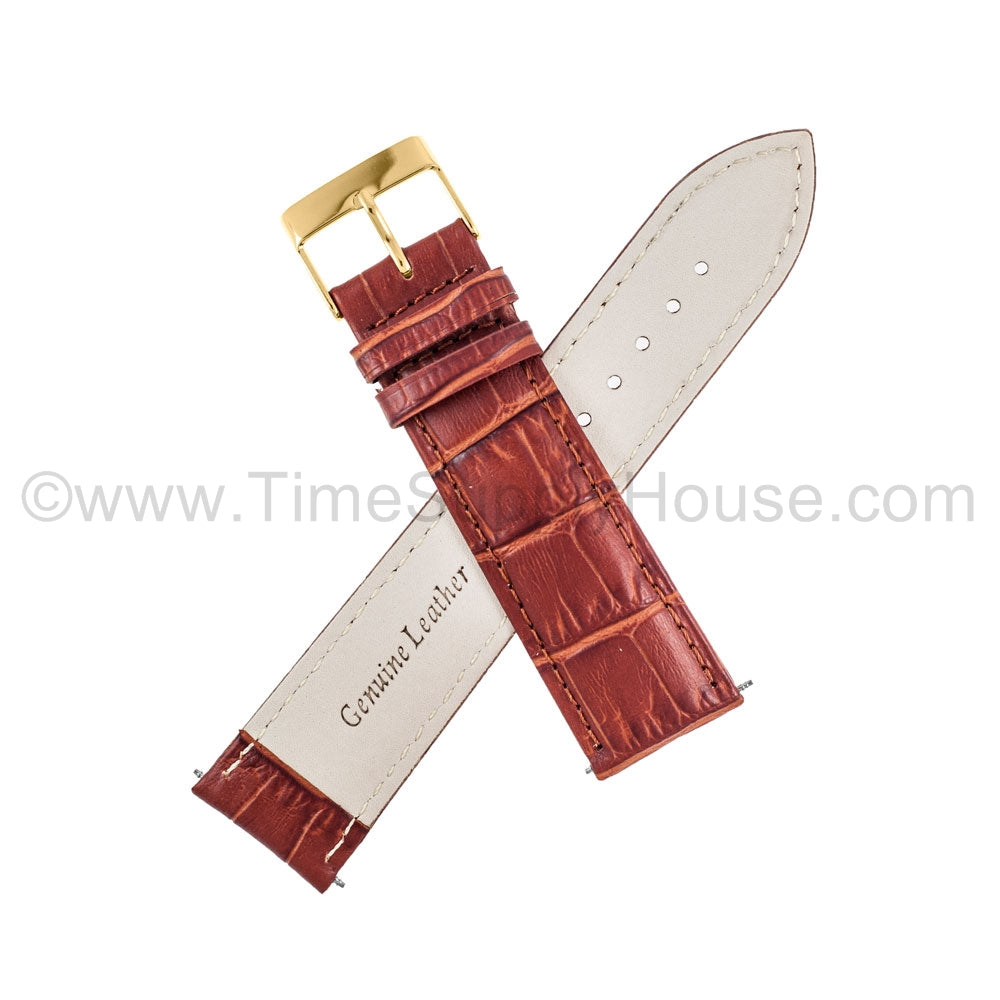 LB8 Brown Quality Alligator w/Gold Buckle 18mm-22mm