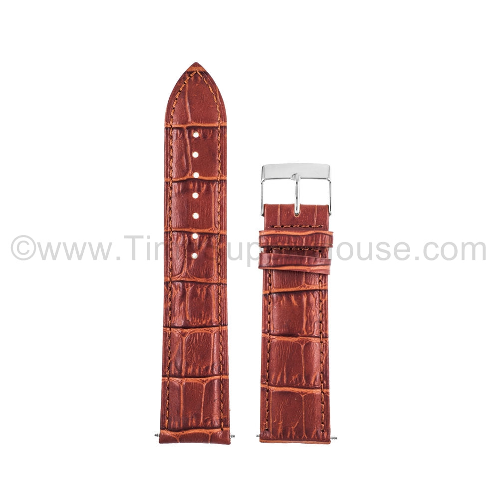 LB8 Brown Quality Alligator w/Silver Buckle 18mm-22mm