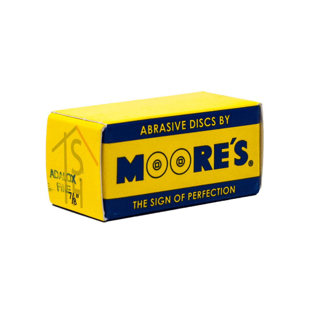 Moore's Adalox Sanding Discs, Aluminum Oxide, Brass Center - Fine - 7/8" Diameter, Box of 50