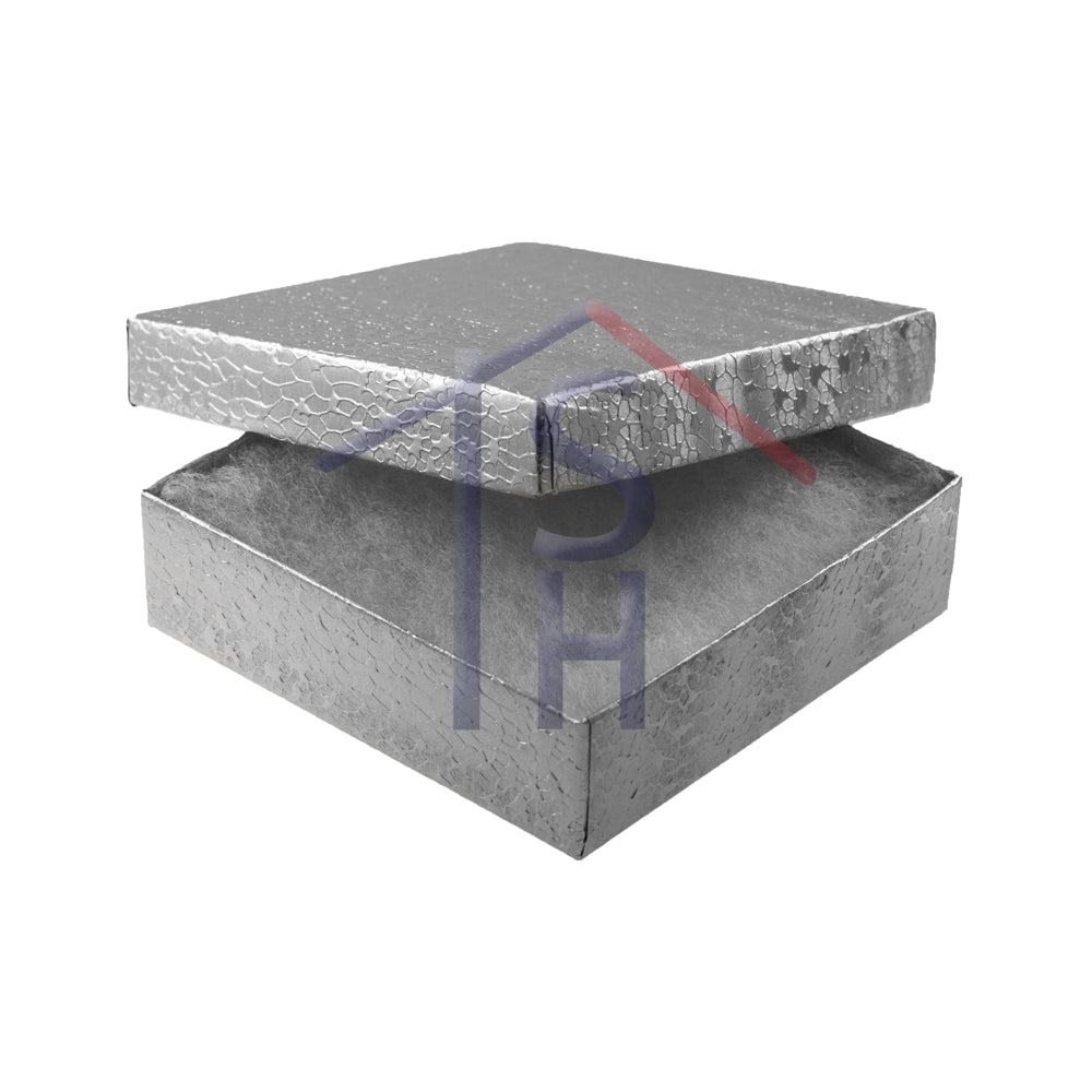 Silver Textured Paper Jewelry Box #S33