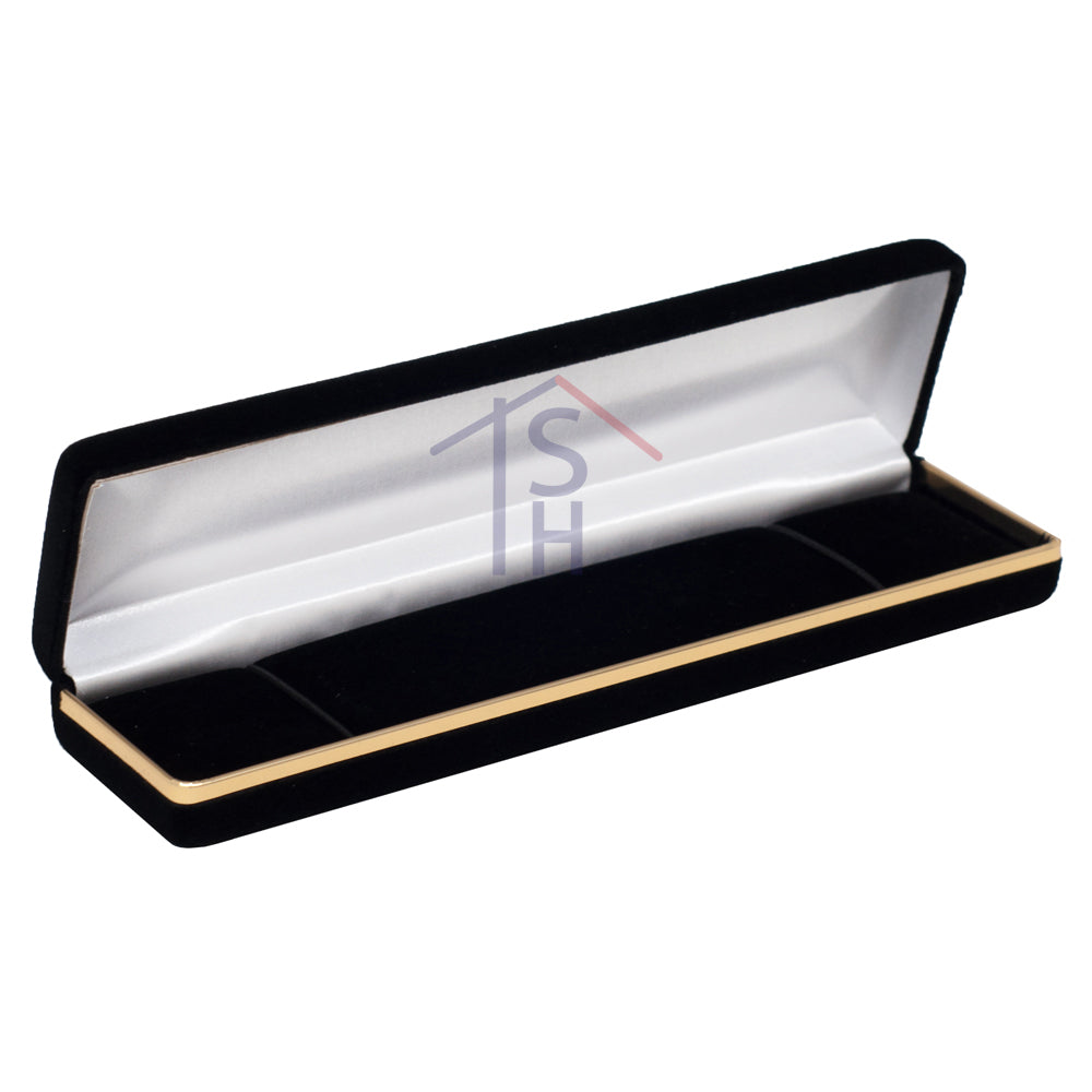 Black Velvet Bracelet Box with Gold Trim – SB5